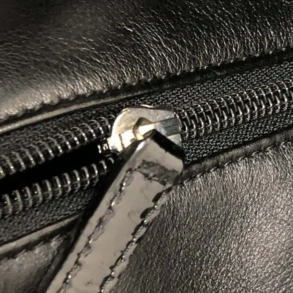 CHANEL Black Leather Logo Tote Bag